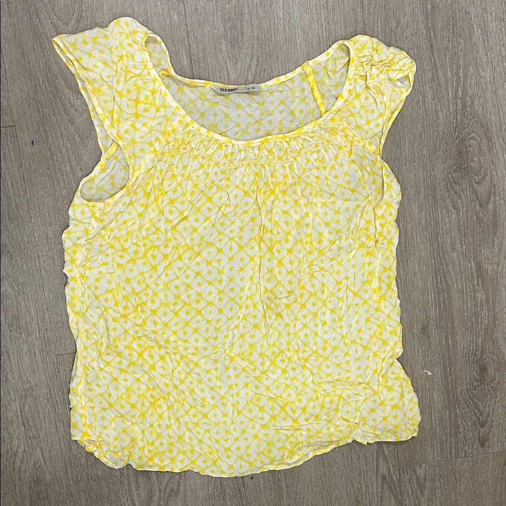Old Navy Yellow Patterned Blouse